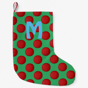 Petite Chaussette De Noël Monogramme Moderne Élégant à Points Rouges