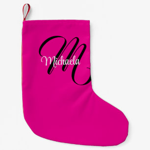 Petite Chaussette De Noël Monogramme moderne minimaliste nom initial rose ch