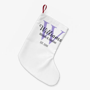 Petite Chaussette De Noël Monogramme personnalisé Nouvellement mariés Lavand