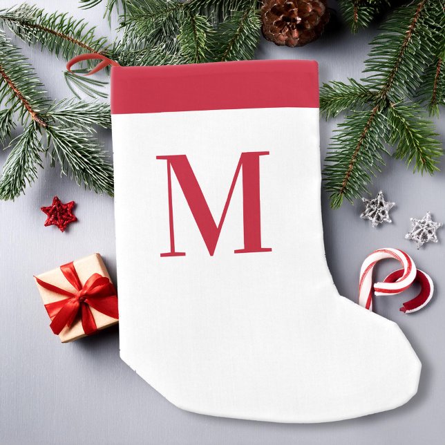 Petite Chaussette De Noël Monogramme rouge et blanc Personnalisé (Créateur téléchargé)