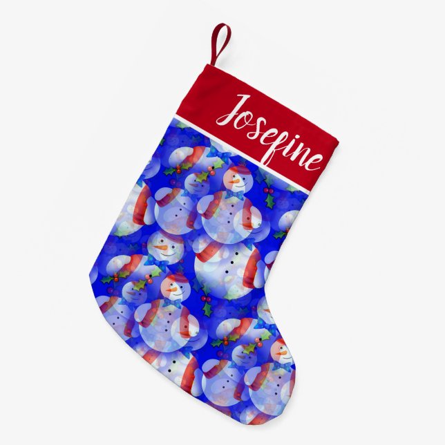 Petite Chaussette De Noël Monogramme Snowman (Devant (Accrochage))