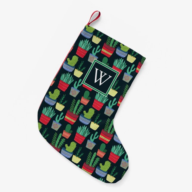 Petite Chaussette De Noël Monogramme | Une foule de Cactus (Devant (Accrochage))