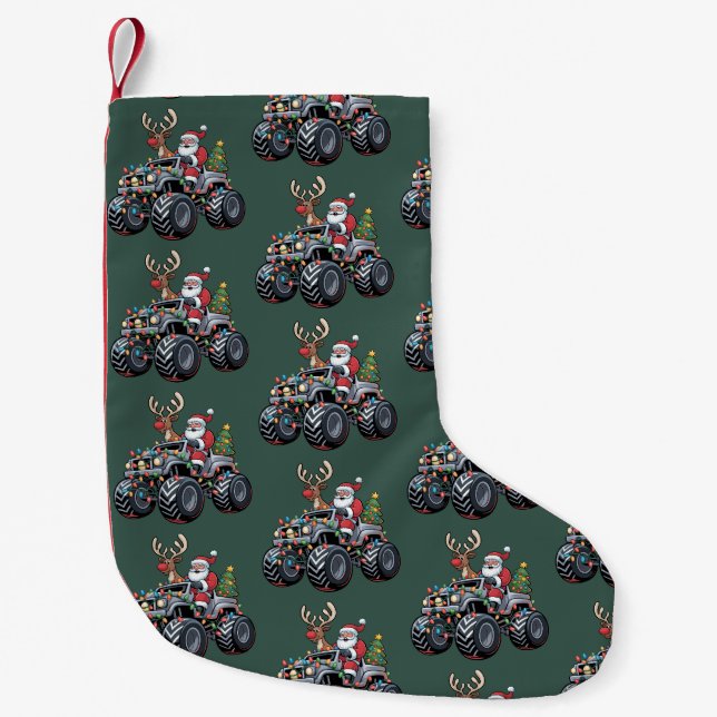 Petite Chaussette De Noël Monster Truck Noël Père Noël Vacances Enfants (Devant)