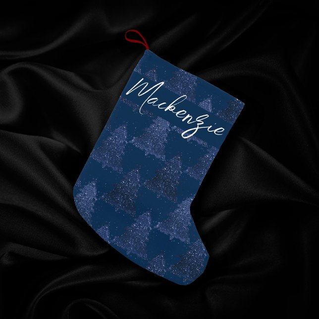 Petite Chaussette De Noël Moody Tree Motif | Classy Dark Navy Blue Custom (Créateur téléchargé)