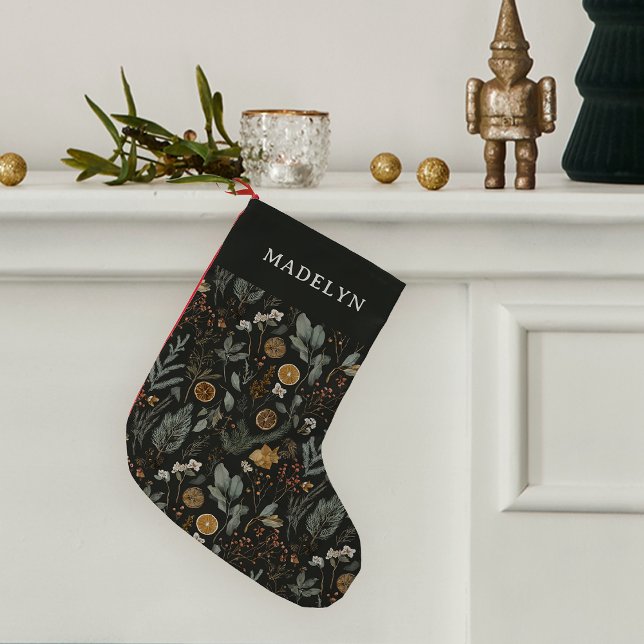 Petite Chaussette De Noël Moody Winter Botanical Personnalisé (Créateur téléchargé)