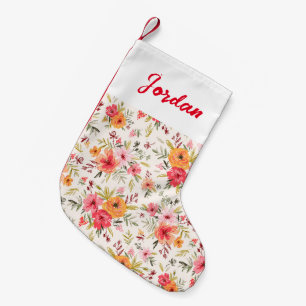 Petite Chaussette De Noël Motif à fleurs Orange Doodle Garden