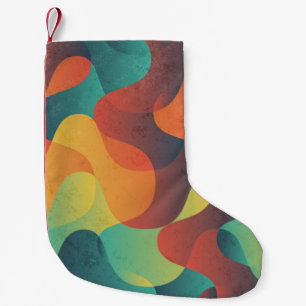 Petite Chaussette De Noël Motif abstrait à vague vintage colorée