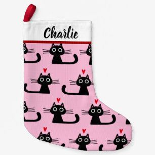 Petite Chaussette De Noël Motif Black Kitty Cats avec texte personnalisé po