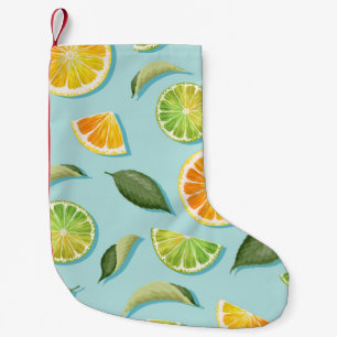 Petite Chaussette De Noël Motif bleu citron vintage