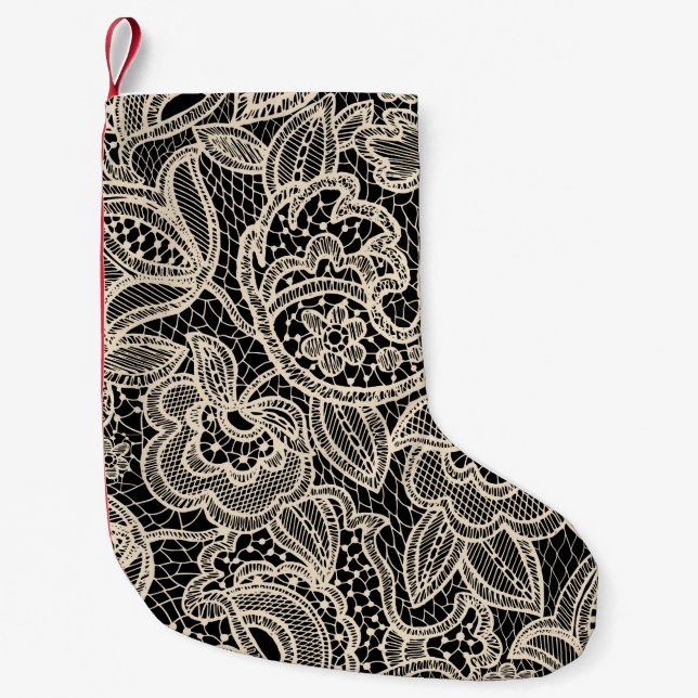 Petite Chaussette De Noël Motif continu dentelle (Devant)