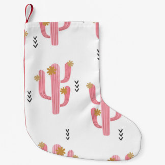 Petite Chaussette De Noël Motif d'aquarelle de cactus rose vintage