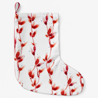 Petite Chaussette De Noël Motif d'aquarelle transparente avec saule chatte