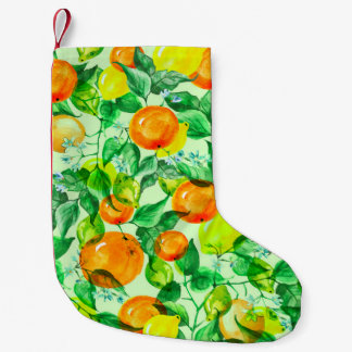 Petite Chaussette De Noël motif d'aquarelle vintage - Branche de citron avec