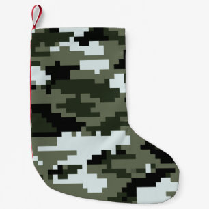 Petite Chaussette De Noël Motif de camouflage urbain numérique pixel 8 bits 