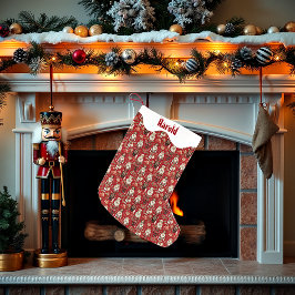 Petite Chaussette De Noël Motif de casse-noix rouges Noël personnalisé