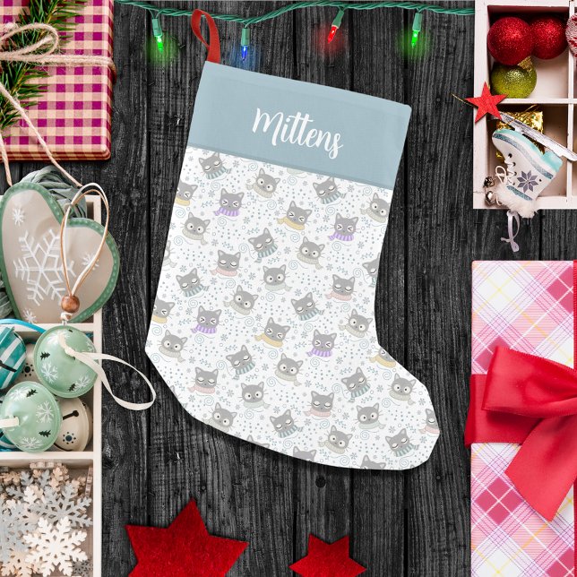 Petite Chaussette De Noël Motif de chats monogrammes Purr-parfaitement perso (Créateur téléchargé)