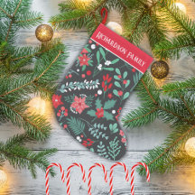 Motif de fleur de Noël personnalisé nom de famille