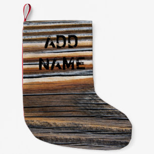 Petite Chaussette De Noël Motif de grain de bois personnalisé