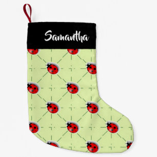 Petite Chaussette De Noël Motif de ladybugs de nom personnalisé