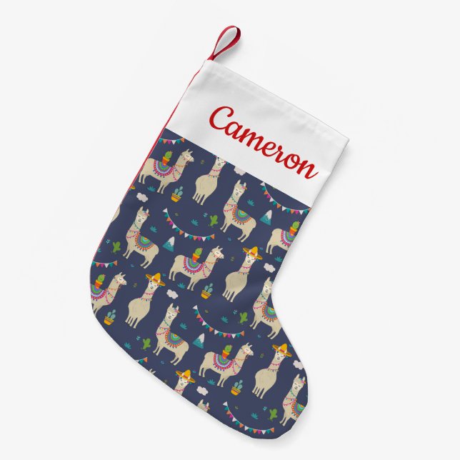 Petite Chaussette De Noël Motif de lama de célébration (Devant (Accrochage))