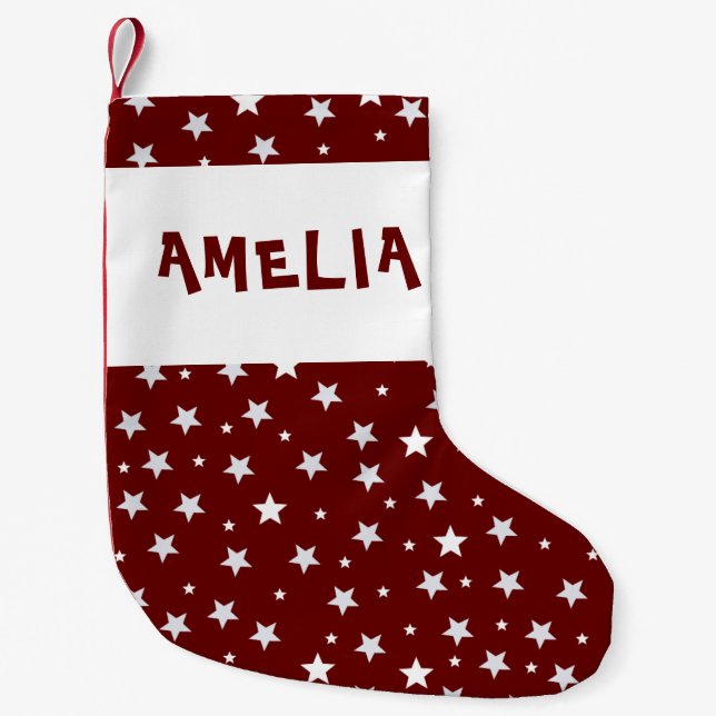 Petite Chaussette De Noël Motif de l'étoile blanche rouge (Devant)
