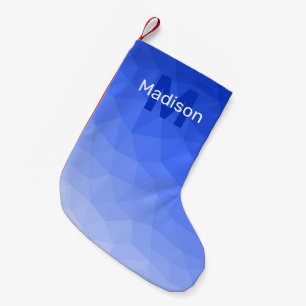Petite Chaussette De Noël Motif de maillage géométrique bleu foncé