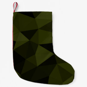 Petite Chaussette De Noël Motif de maille géométrique noir vert foncé de l'a