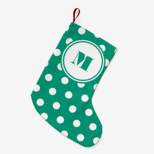 Petite Chaussette De Noël Motif de monogramme vert élégant