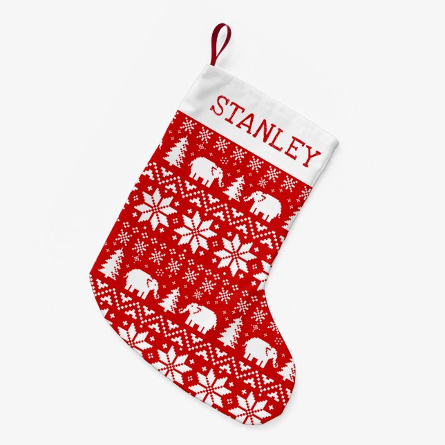 Petite Chaussette De Noël Motif de Noël des petits éléphants (Devant (Accrochage))