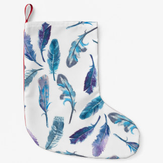 Petite Chaussette De Noël Motif de plume d'aquarelle transparente