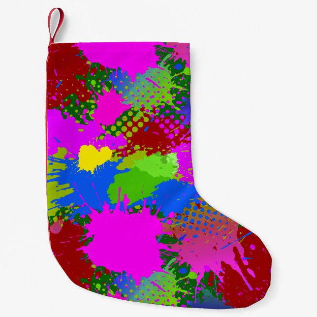 Petite Chaussette De Noël Motif de projection de peinture 3 (Devant)