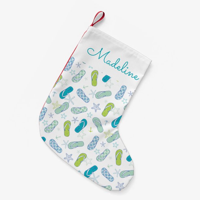Petite Chaussette De Noël Motif de rotation| Ajouter votre nom (Devant (Accrochage))