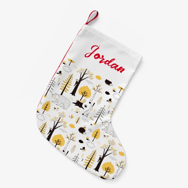 Petite Chaussette De Noël Motif de scène de Golden Woods (Devant (Accrochage))