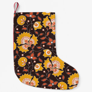 Petite Chaussette De Noël motif de style indien couleur fleurs sans soudure