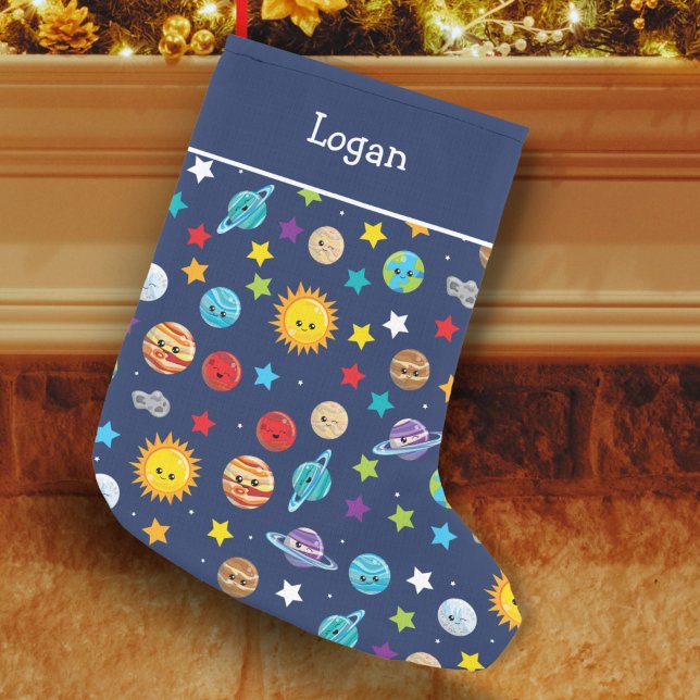 Petite Chaussette De Noël Motif de système solaire pour enfants (Créateur téléchargé)