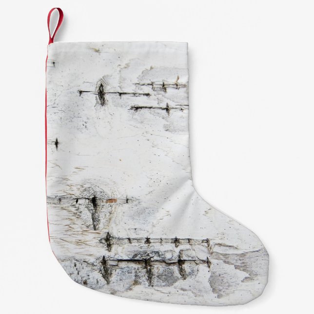 Petite Chaussette De Noël Motif d'écorce de bouleau (Devant)