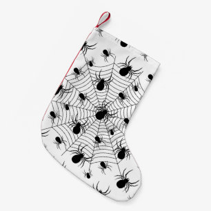 Petite Chaussette De Noël Motif d'Halloween Black White araignées