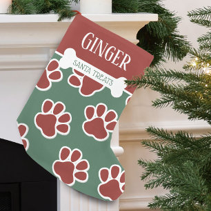 Petite Chaussette De Noël Motif empreinte de patte de chien personnalisé