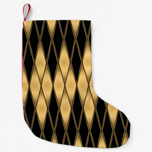 Petite Chaussette De Noël Motif en or et en noir