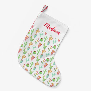 Petite Chaussette De Noël Motif en pastel d'aquarelle de cactus