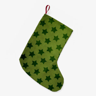 Petite Chaussette De Noël Motif étoiles vert olive vintage