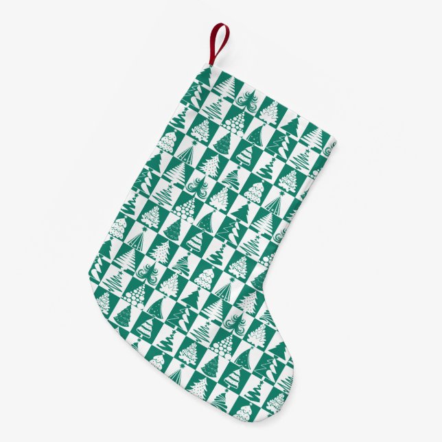 Petite Chaussette De Noël Motif Festive Green Christmas Tree (Devant (Accrochage))