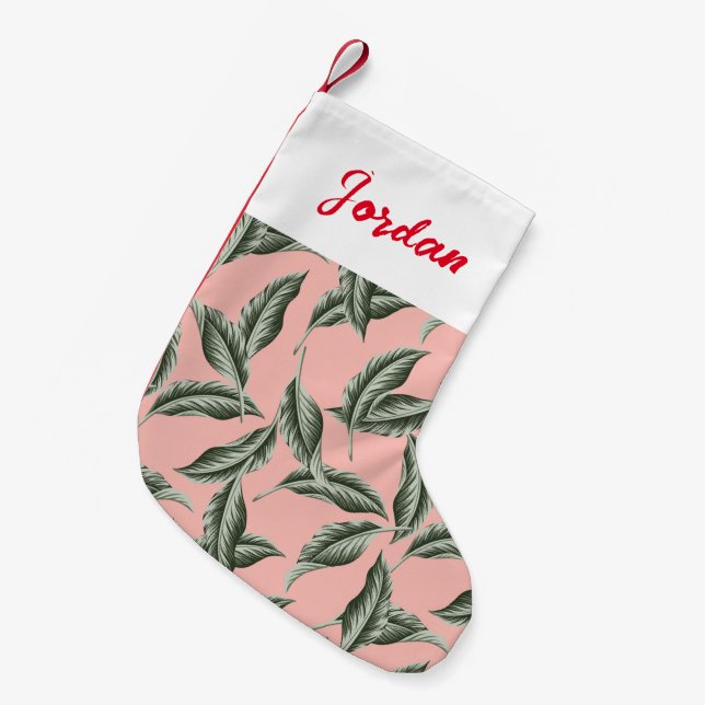 Petite Chaussette De Noël Motif Feuille du jardin tropical (Devant (Accrochage))