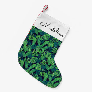 Petite Chaussette De Noël Motif Feuille tropical Ajouter votre nom