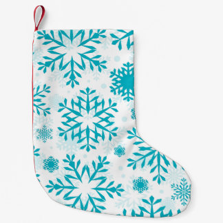Petite Chaussette De Noël Motif Flocon de Neige Bleu