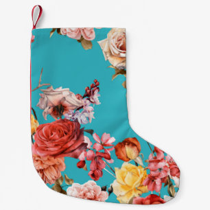 Petite Chaussette De Noël Motif floral incolore avec roses, aquarelle. fl