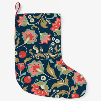 Petite Chaussette De Noël Motif floral incolore dans le style folk avec