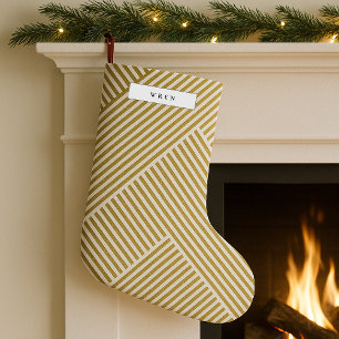 Petite Chaussette De Noël Motif géométrique or élégant luxe sophistiqué