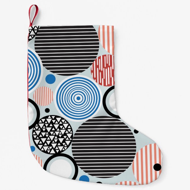 Petite Chaussette De Noël motif graphique de cercles multicolores différents (Devant)
