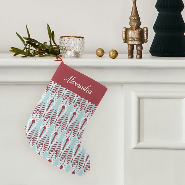 Petite Chaussette De Noël Motif Ikat de vacances personnalisé (Créateur téléchargé)